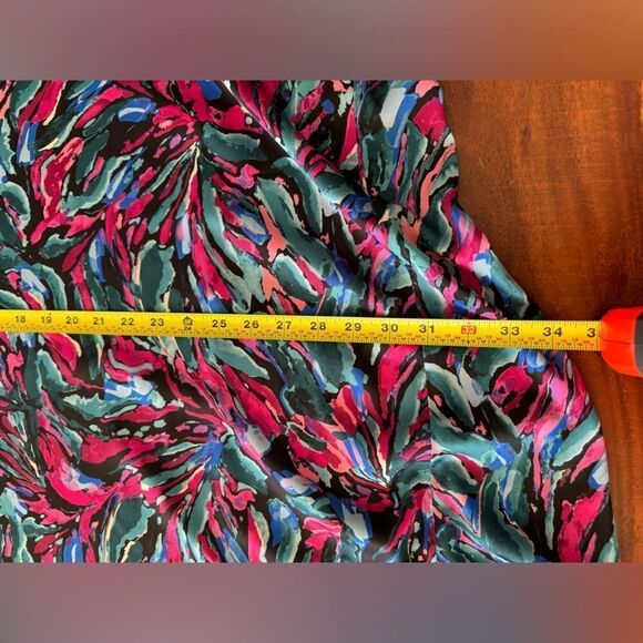 Nicole Miller long lined silky racerback w/pockets  colorful abstract print sz M - Picture 6 of 9